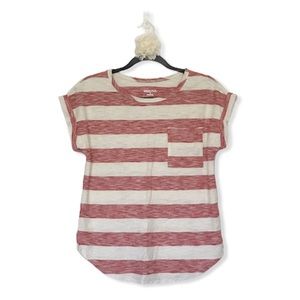 Merona-Red & Cream striped Tee-1 breast pocket-EUC-Sz Small
